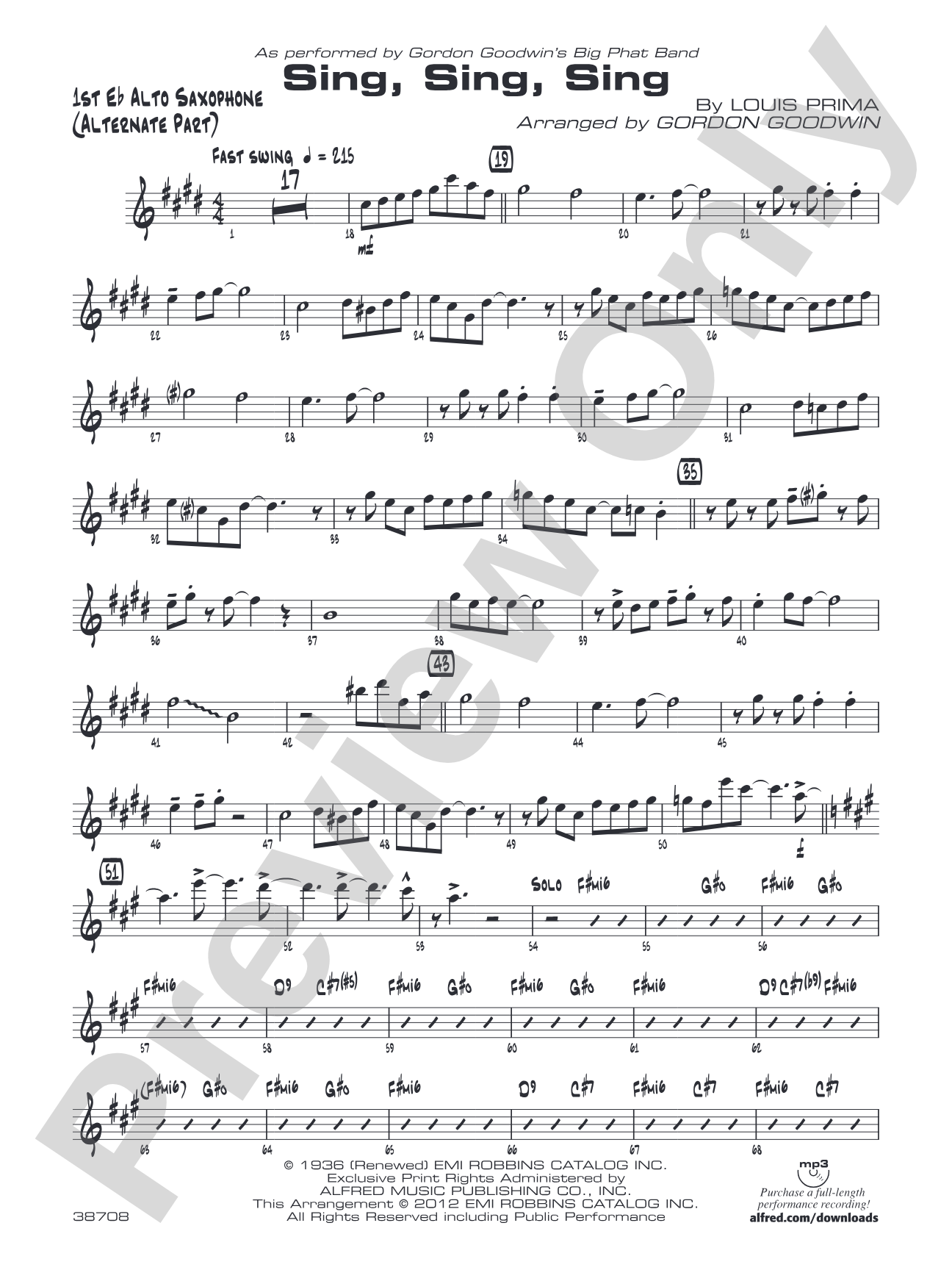 Sing, Sing, Sing: E-flat Alto Saxophone