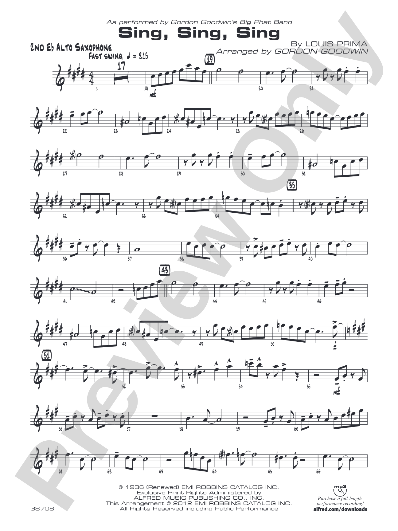 Sing, Sing, Sing: 2nd E-flat Alto Saxophone