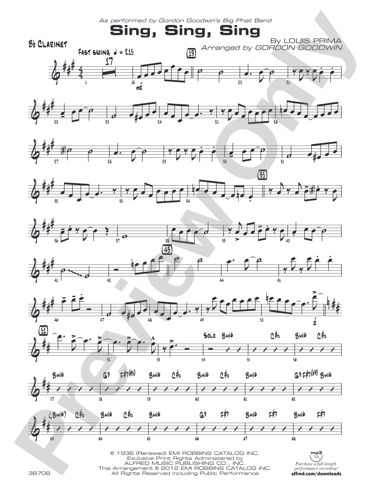 Sing, Sing, Sing: 1st B-flat Clarinet