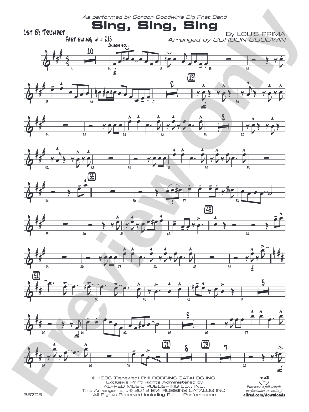 Sing, Sing, Sing: 1st B-flat Trumpet