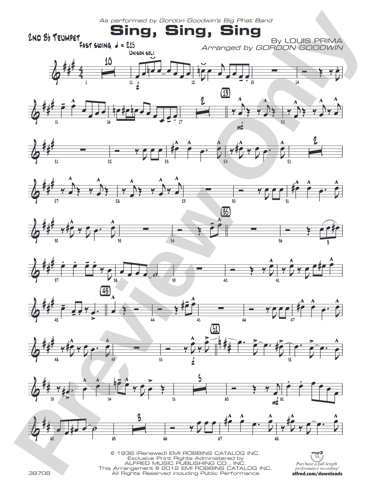 Sing, Sing, Sing: 2nd B-flat Trumpet