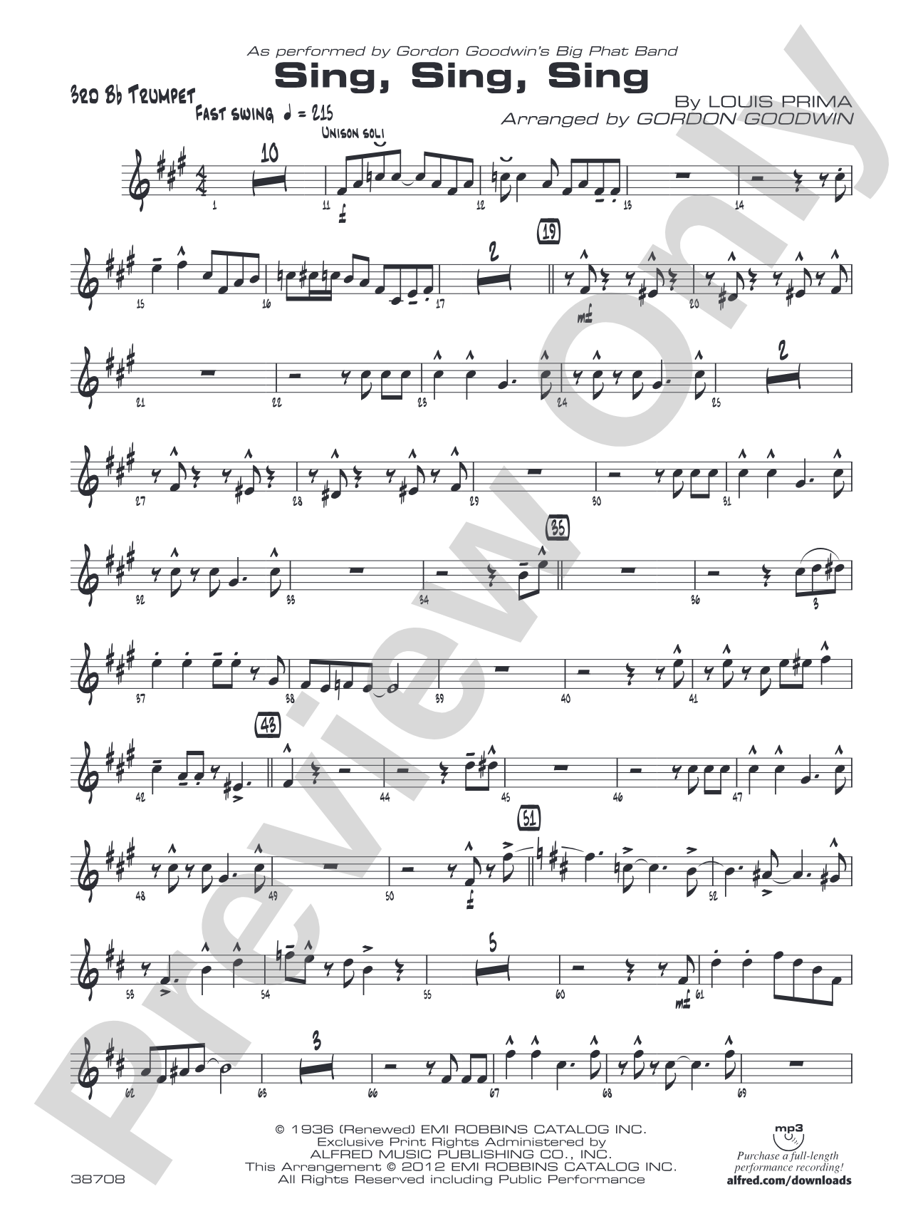 Sing, Sing, Sing: 3rd B-flat Trumpet