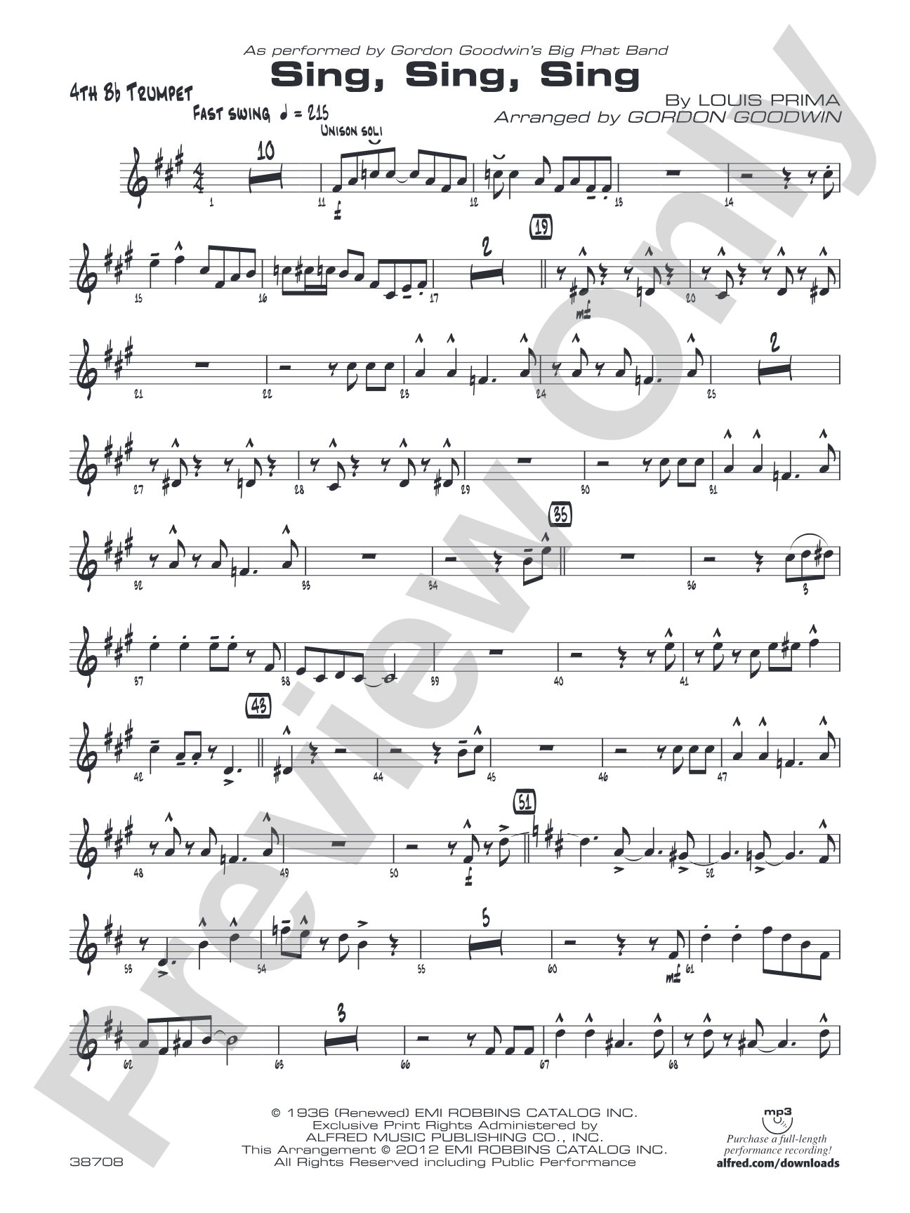 Sing, Sing, Sing: 4th B-flat Trumpet