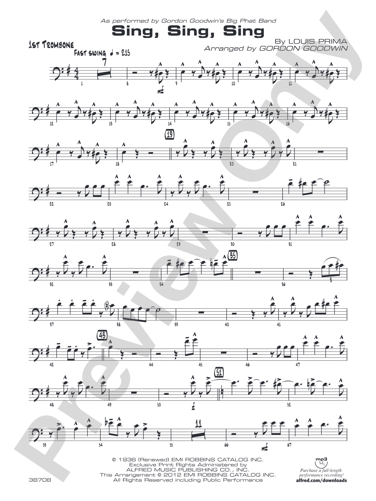 Sing, Sing, Sing: 1st Trombone