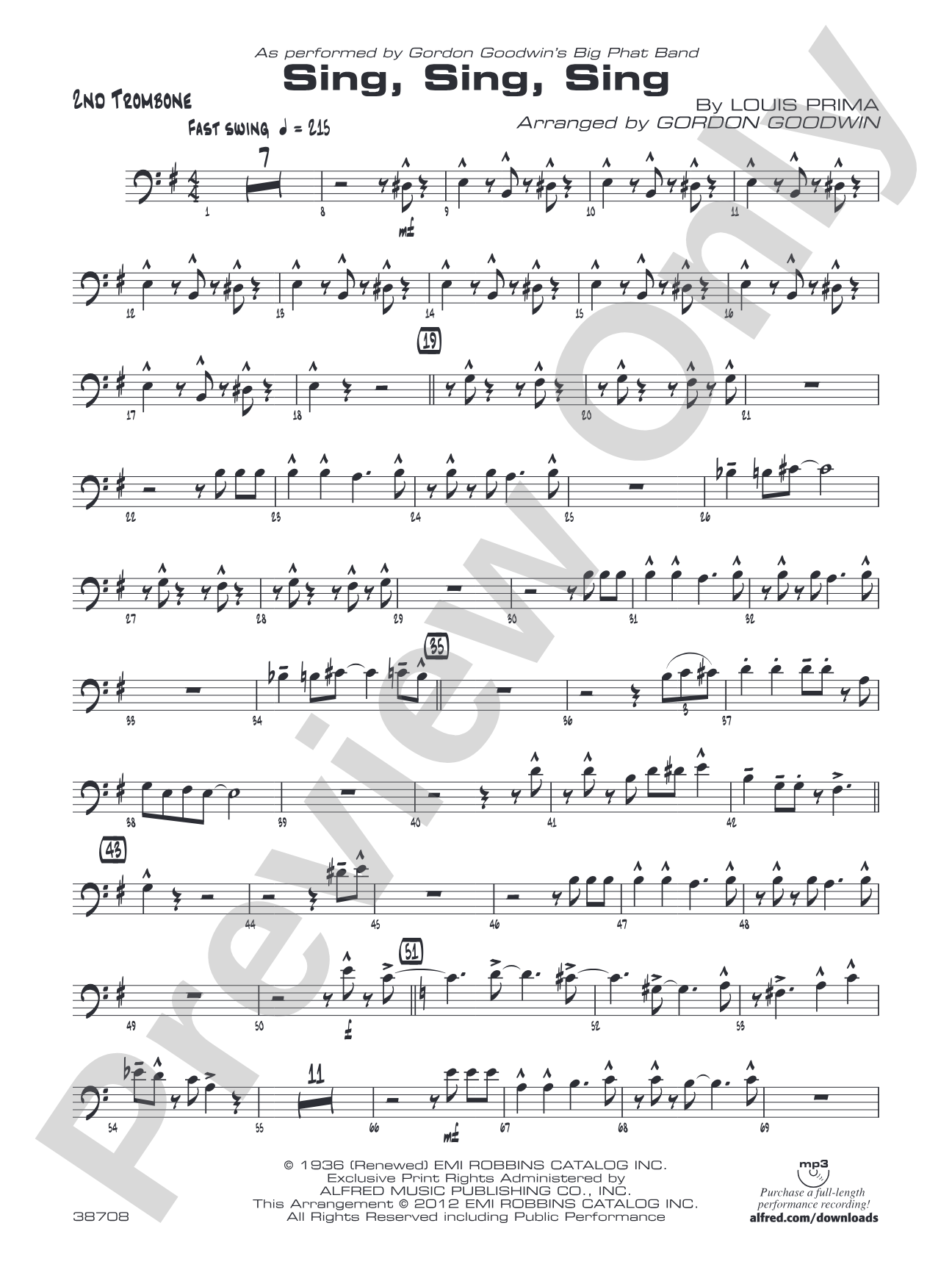 Sing, Sing, Sing: 2nd Trombone