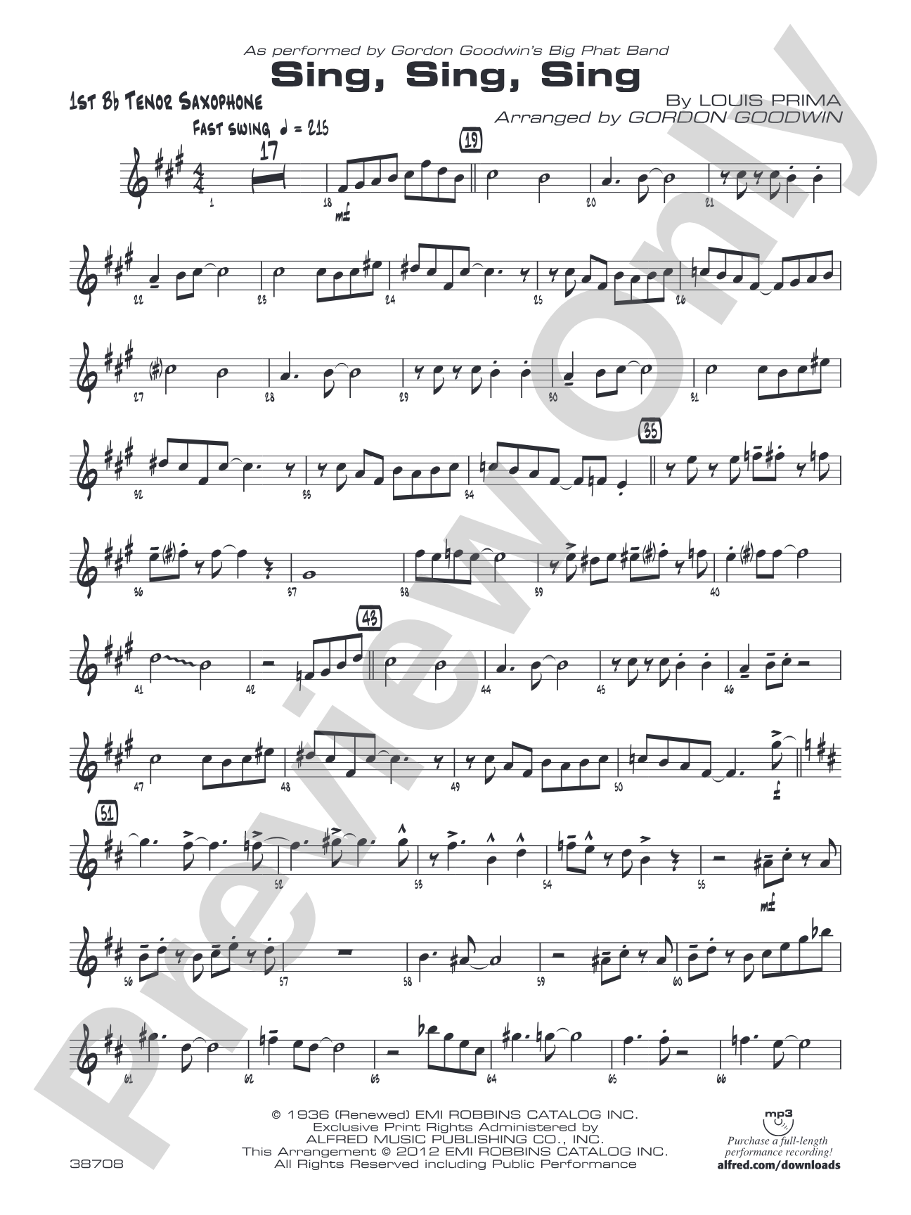 Sing, Sing, Sing: B-flat Tenor Saxophone