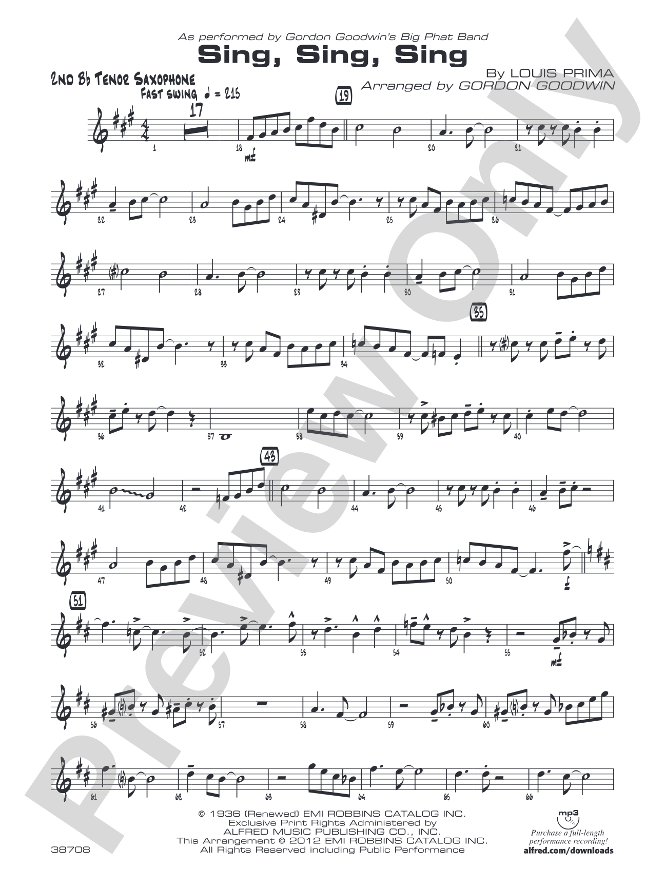 Sing, Sing, Sing: 2nd B-flat Tenor Saxophone