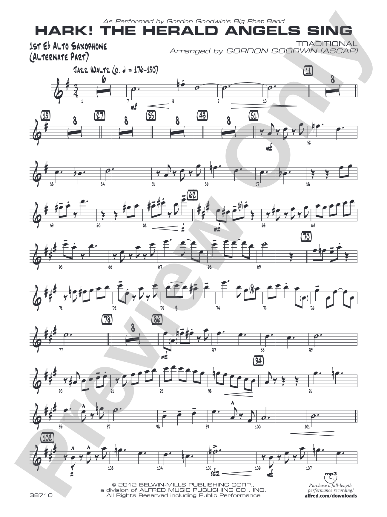 Hark! The Herald Angels Sing: E-flat Alto Saxophone