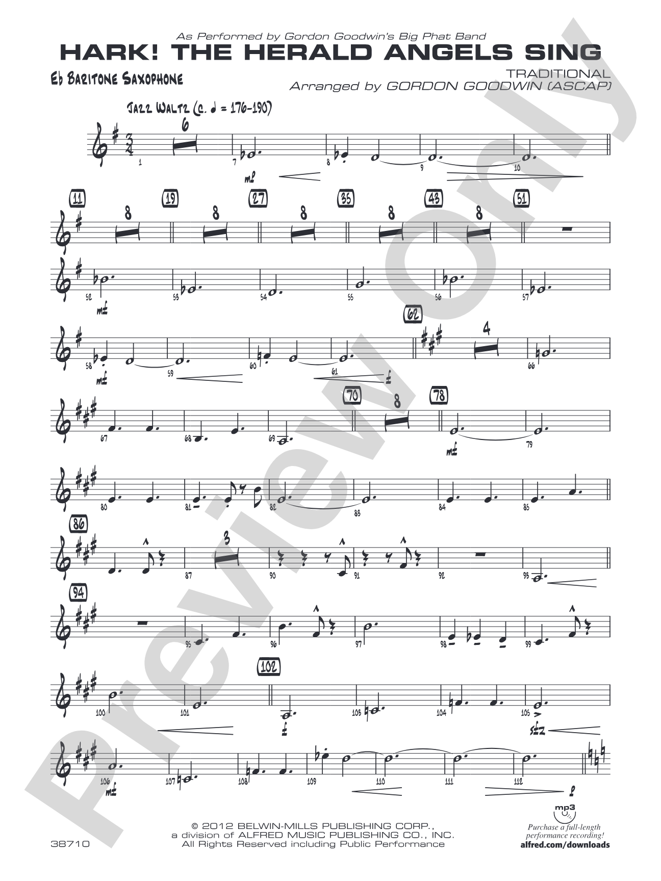 Hark! The Herald Angels Sing: E-flat Baritone Saxophone