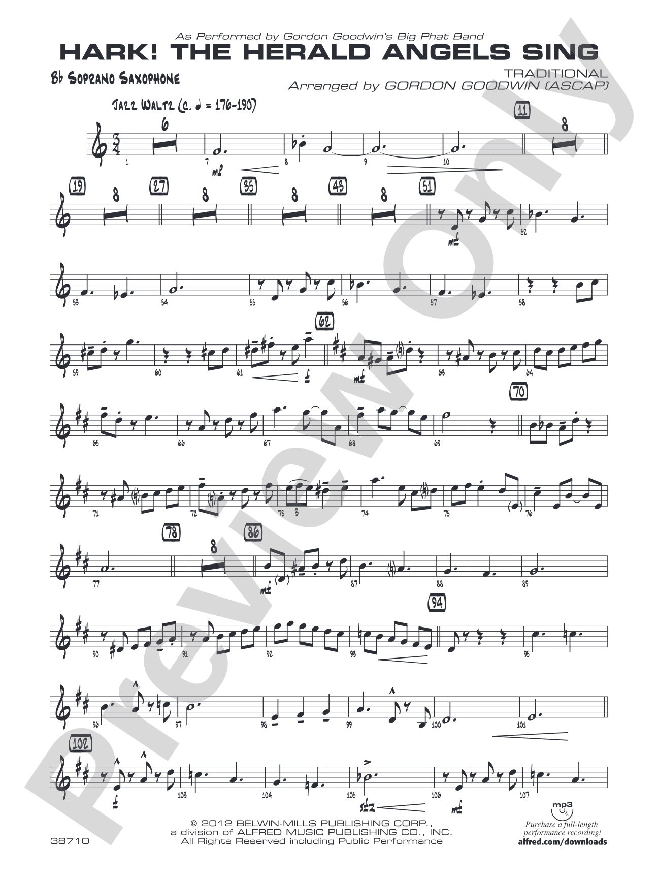 Hark! The Herald Angels Sing: B-flat Soprano Saxophone