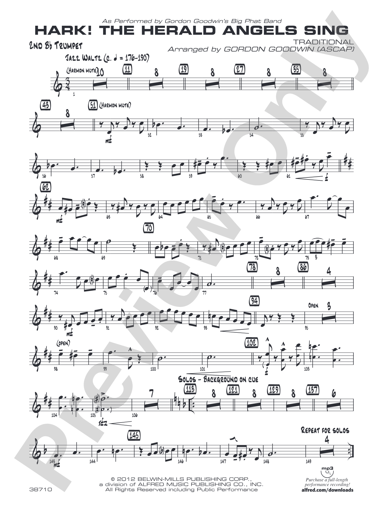 Hark! The Herald Angels Sing: 2nd B-flat Trumpet