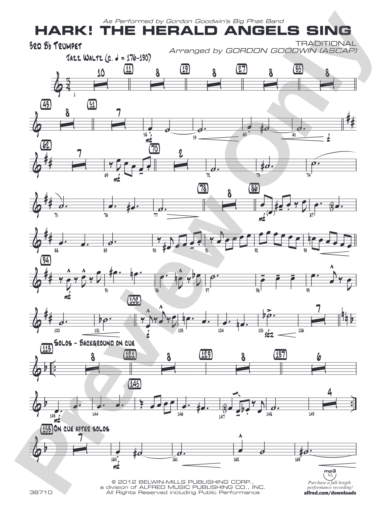 Hark! The Herald Angels Sing: 3rd B-flat Trumpet