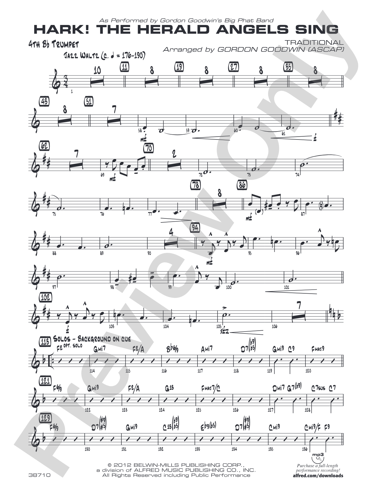Hark! The Herald Angels Sing: 4th B-flat Trumpet