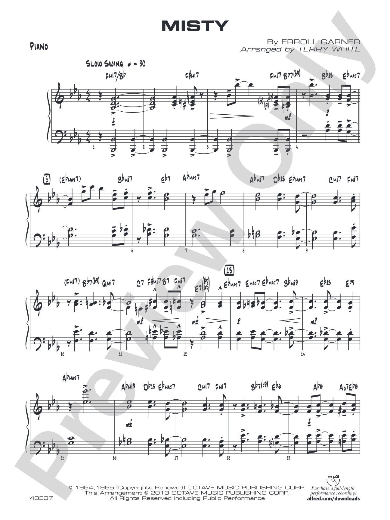 Misty: Piano Accompaniment