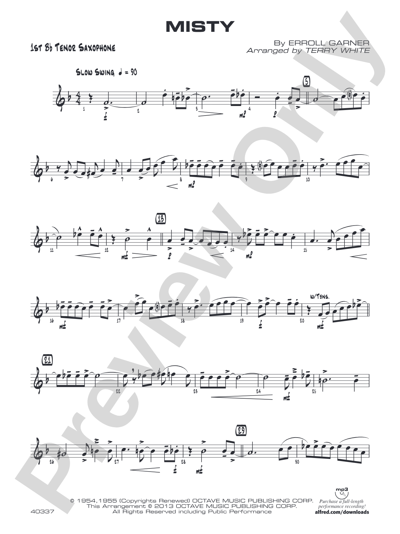 Misty: B-flat Tenor Saxophone