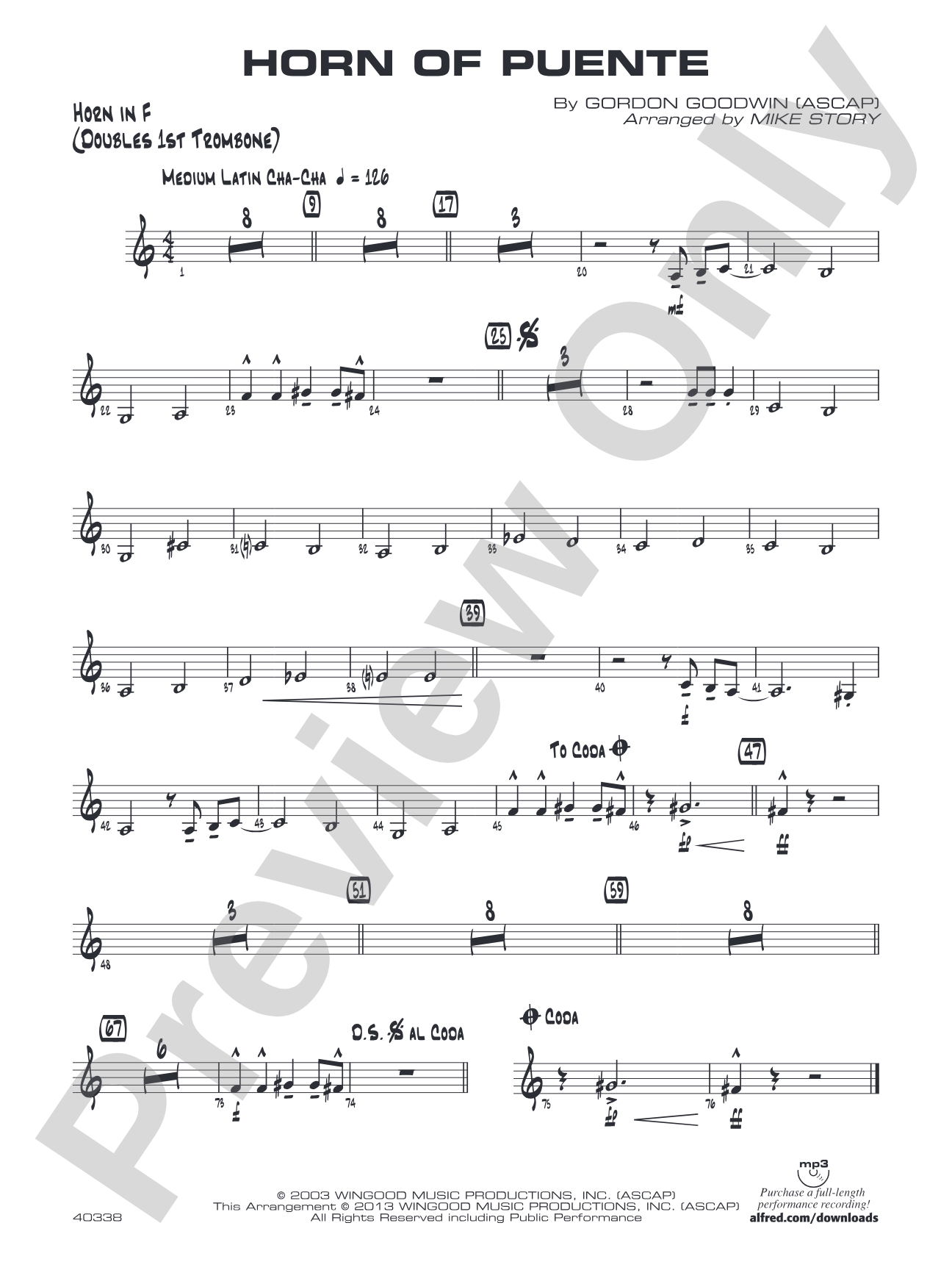 Horn of Puente: 1st F Horn