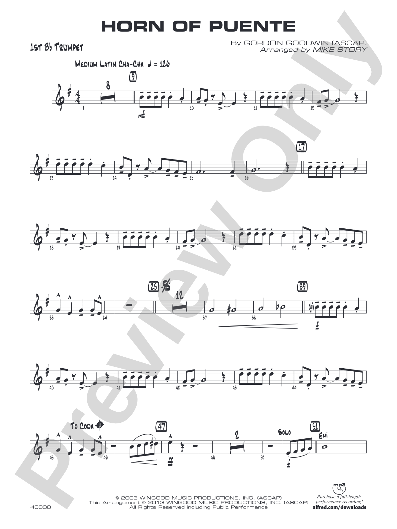 Horn of Puente: 1st B-flat Trumpet