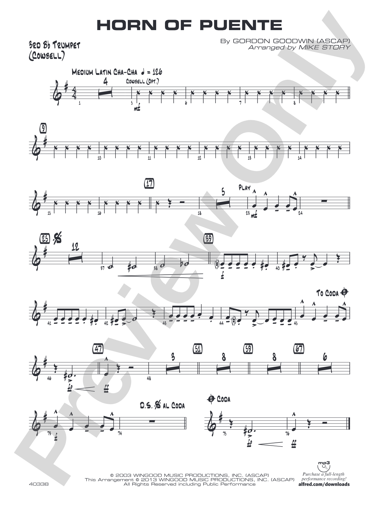 Horn of Puente: 3rd B-flat Trumpet