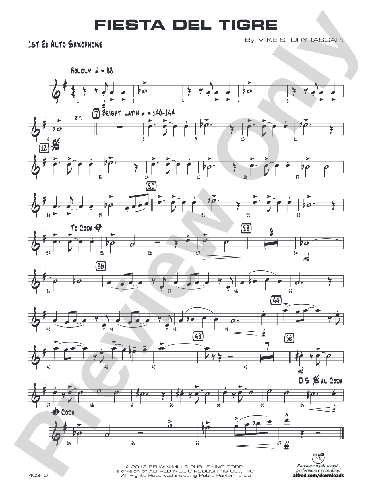 Fiesta del Tigre: E-flat Alto Saxophone