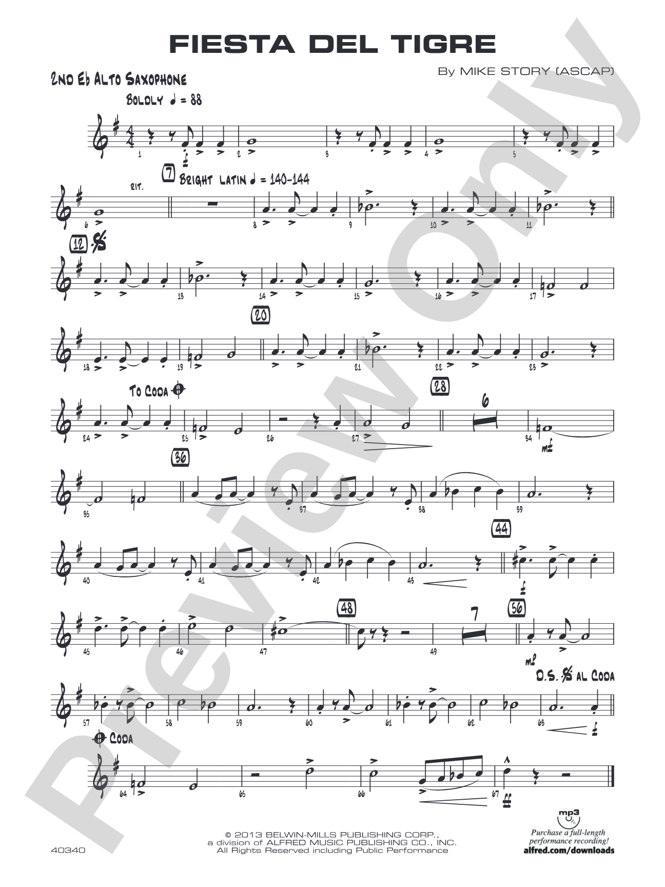 Fiesta del Tigre: 2nd E-flat Alto Saxophone