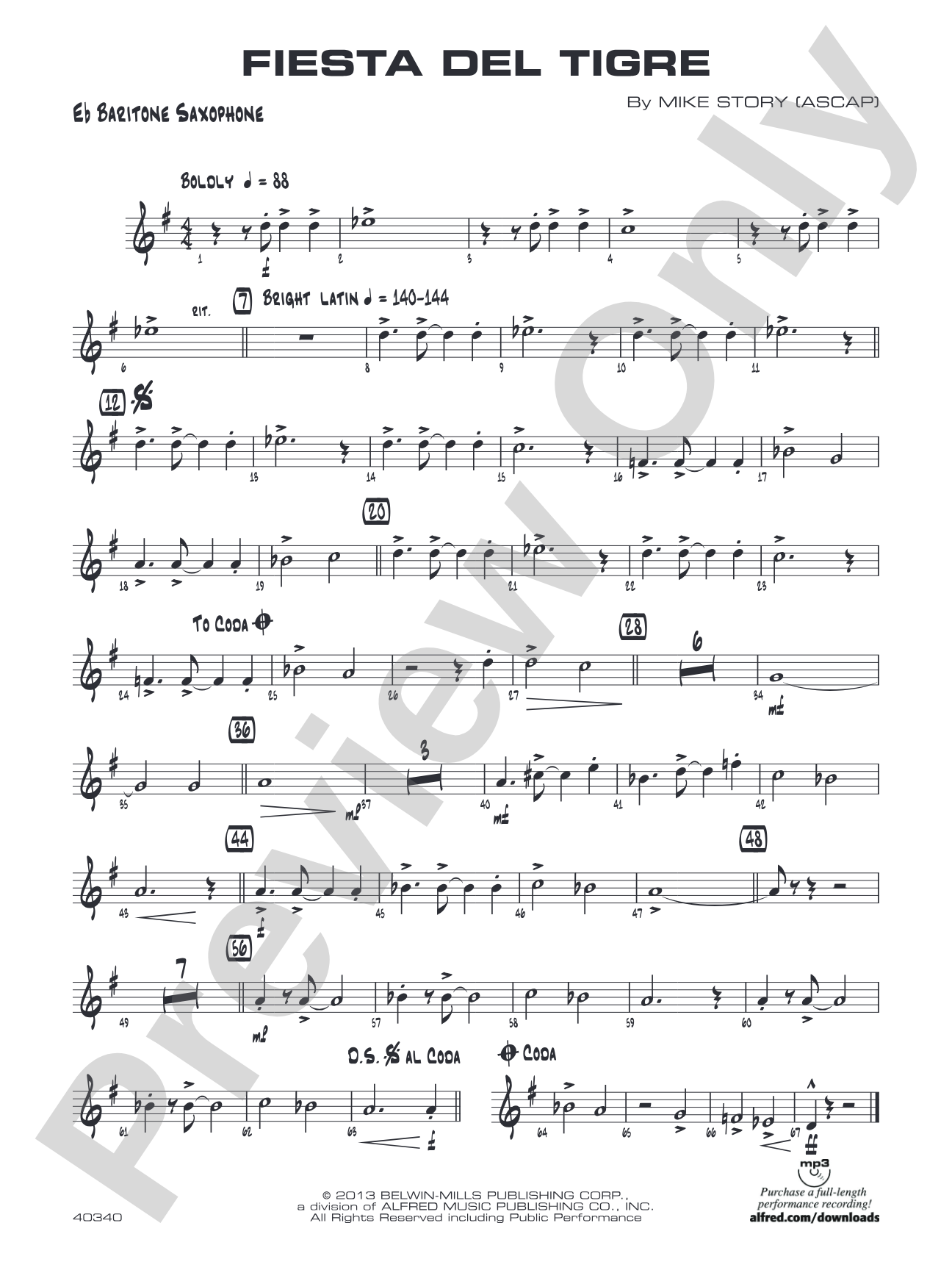Fiesta del Tigre: E-flat Baritone Saxophone