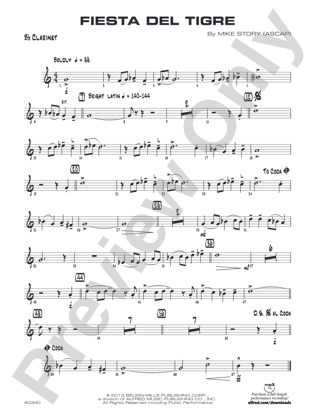 Fiesta del Tigre: 1st B-flat Clarinet