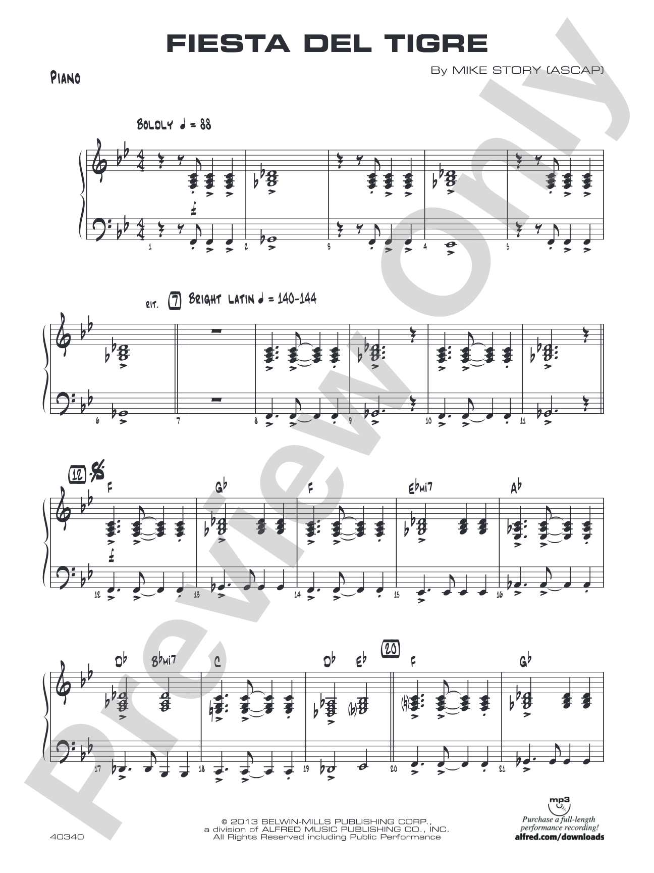 Fiesta del Tigre: Piano Accompaniment