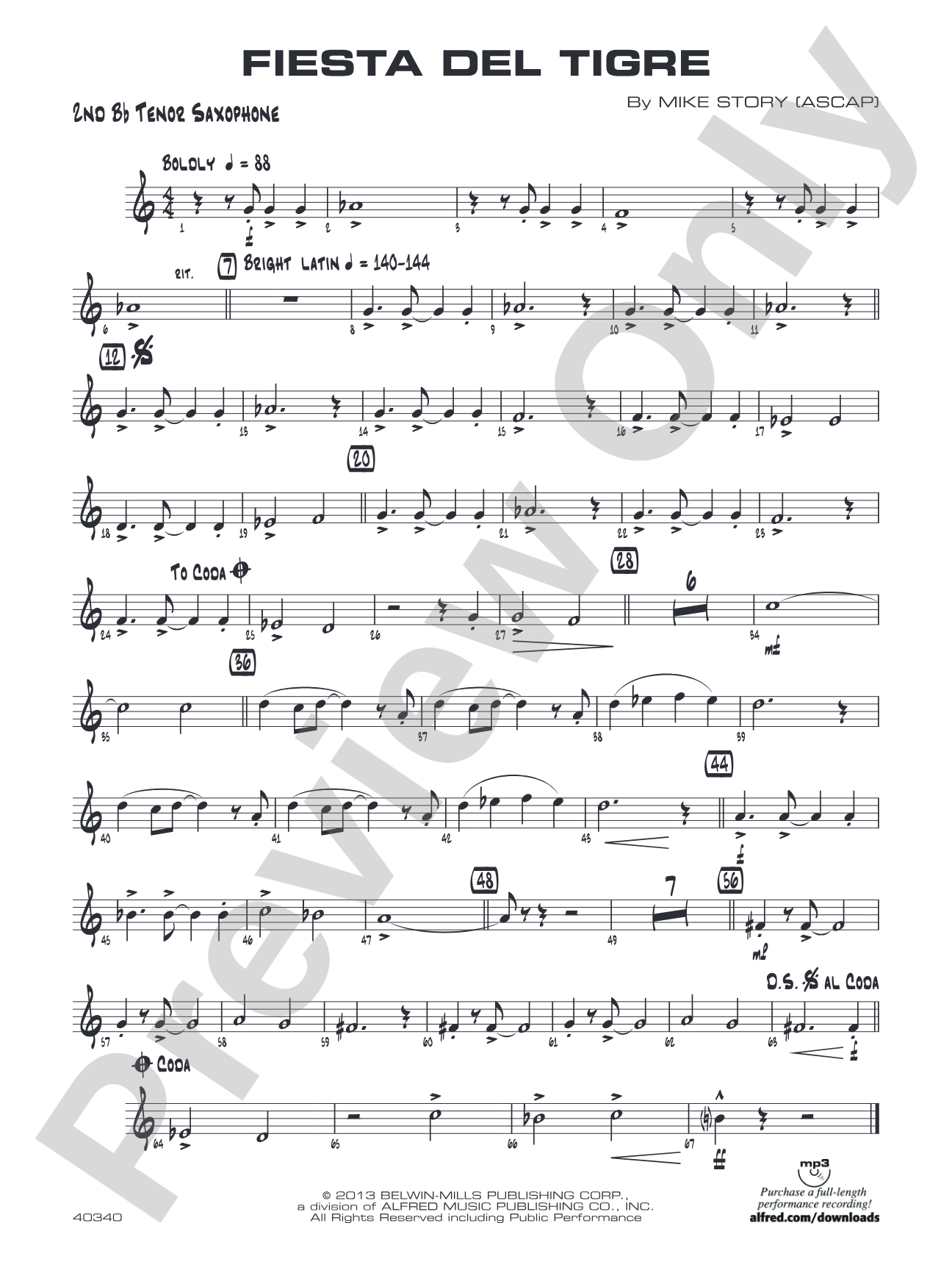 Fiesta del Tigre: 2nd B-flat Tenor Saxophone