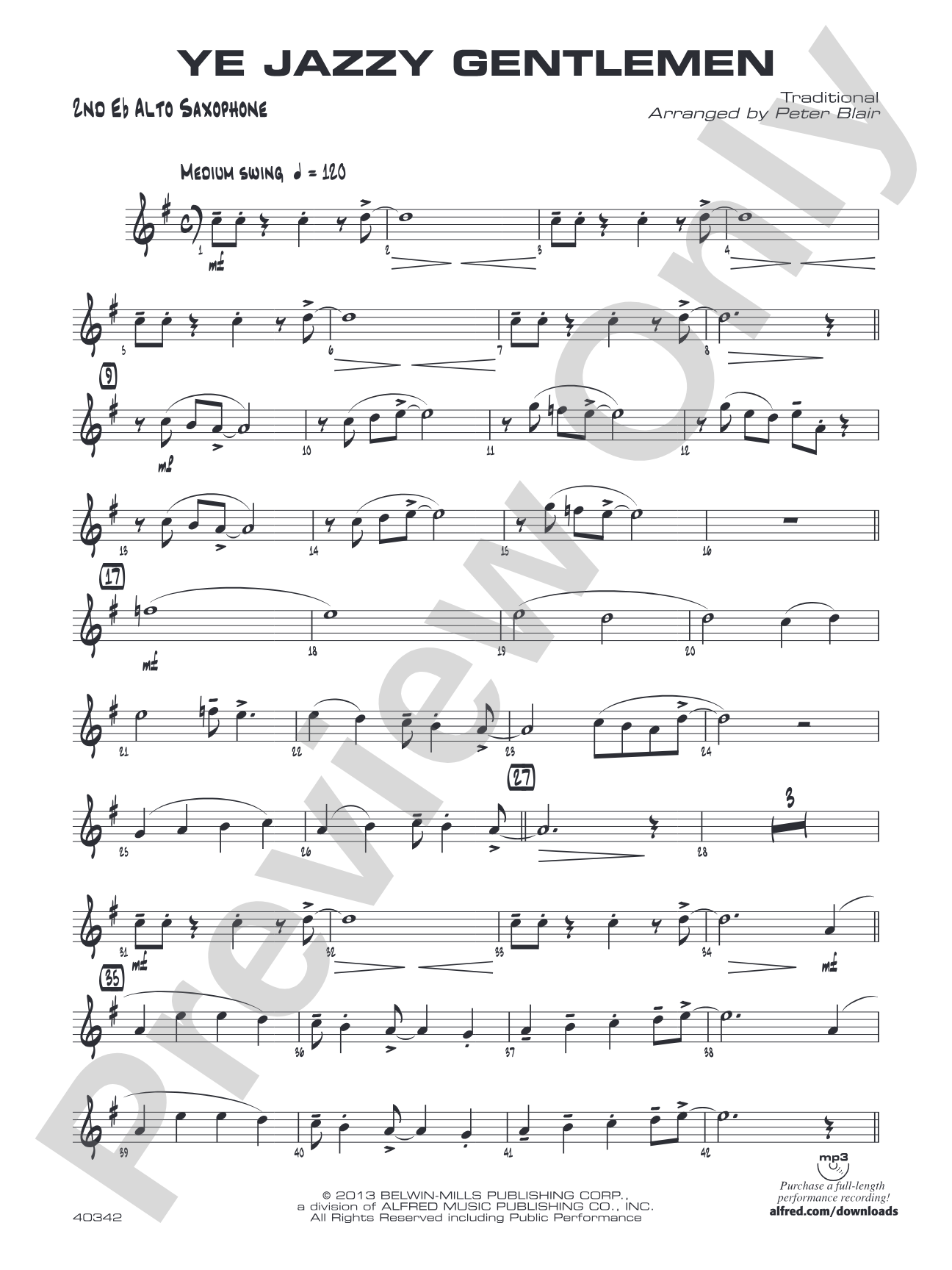 Ye Jazzy Gentlemen: 2nd E-flat Alto Saxophone
