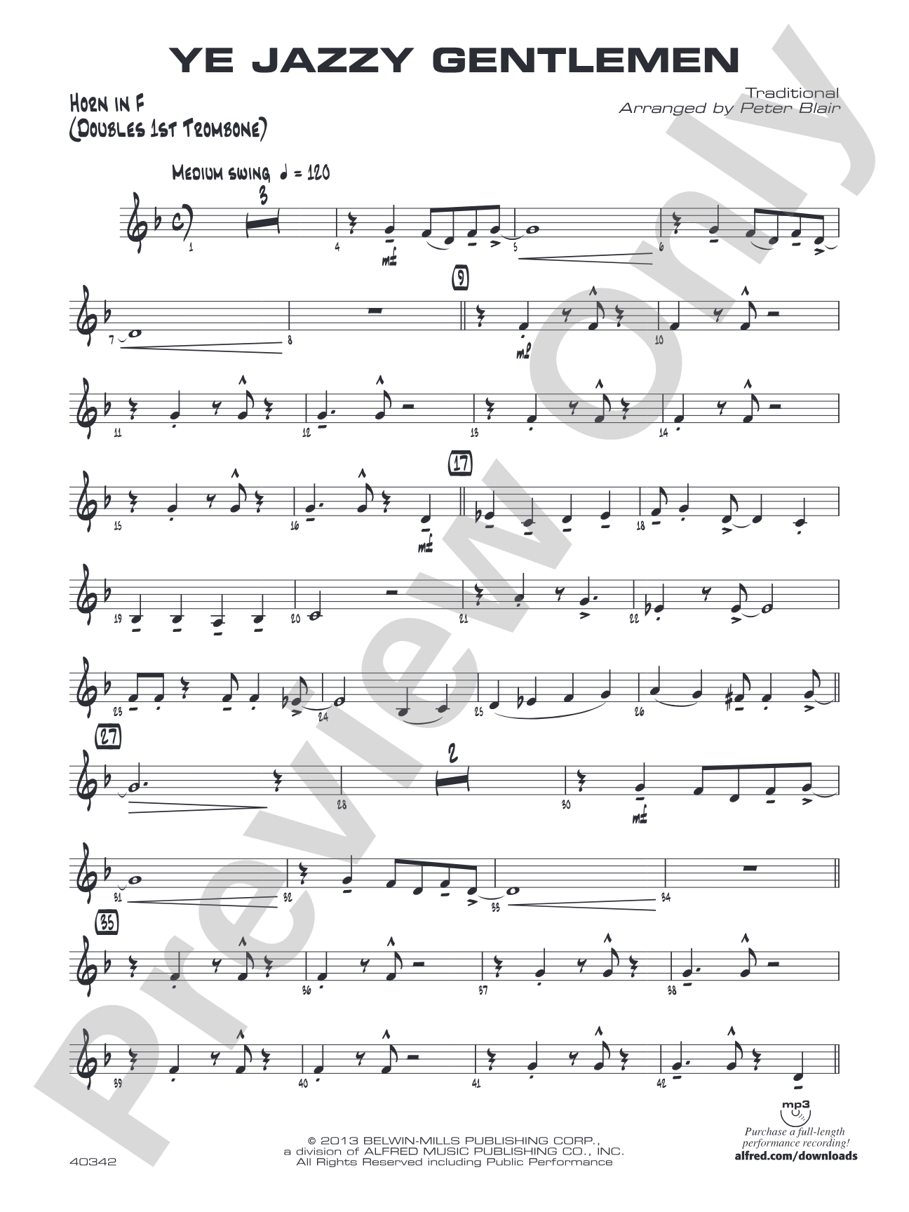 Ye Jazzy Gentlemen: 1st F Horn
