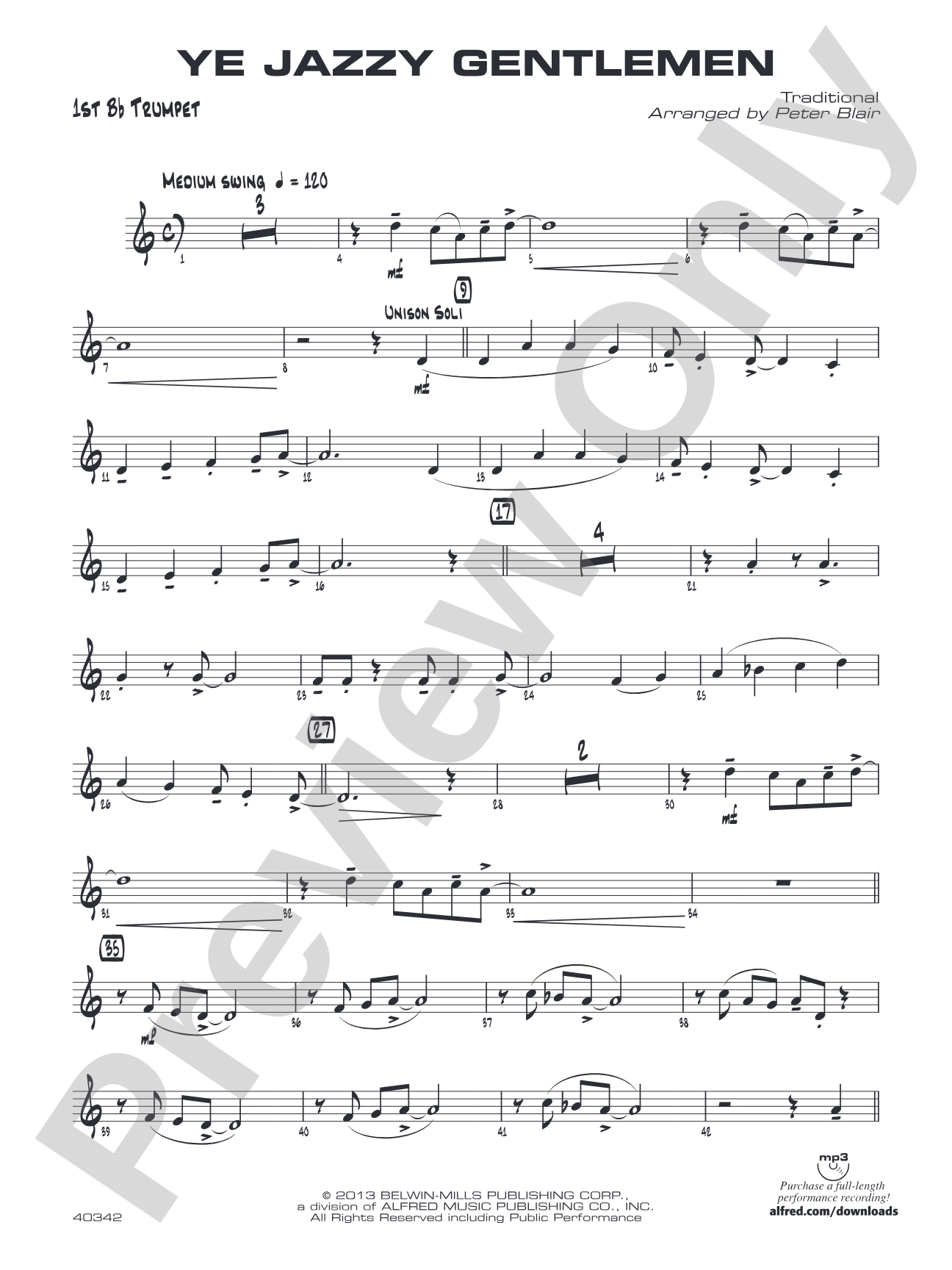 Ye Jazzy Gentlemen: 1st B-flat Trumpet