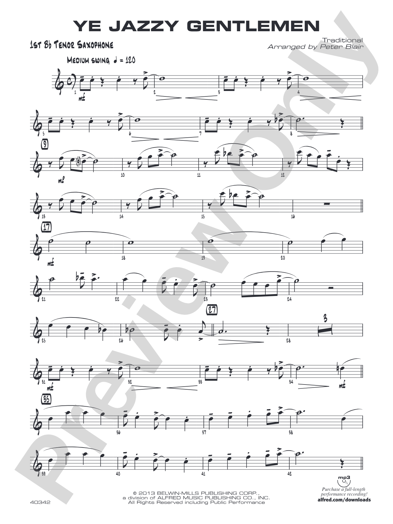 Ye Jazzy Gentlemen: B-flat Tenor Saxophone