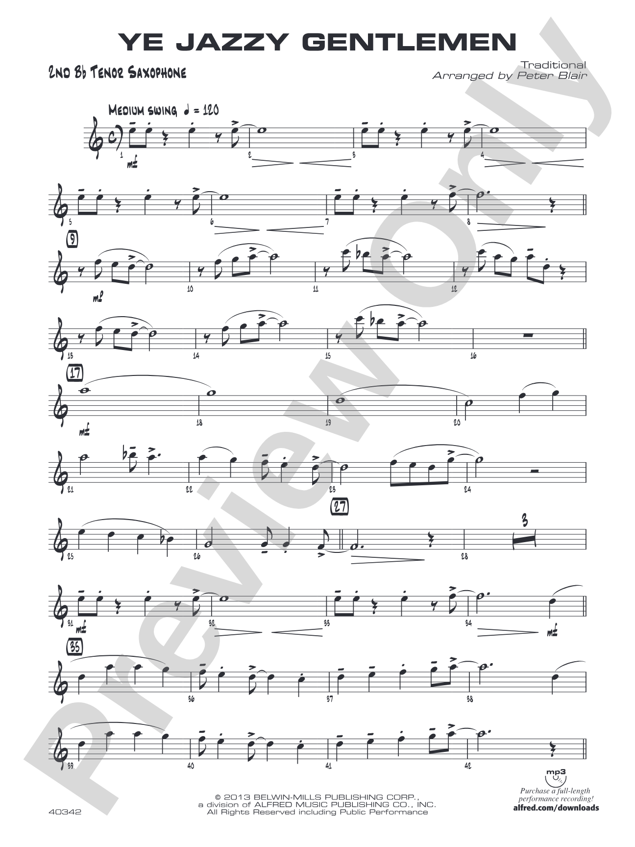 Ye Jazzy Gentlemen: 2nd B-flat Tenor Saxophone