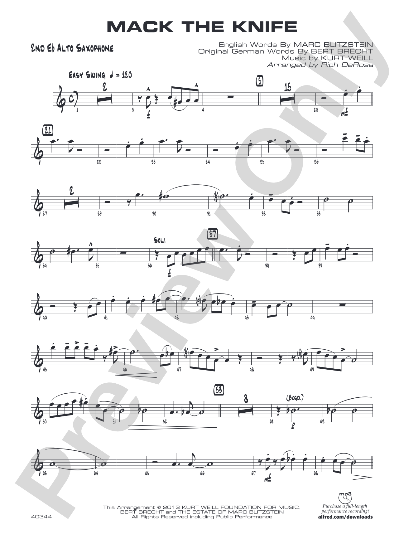 Mack the Knife: 2nd E-flat Alto Saxophone