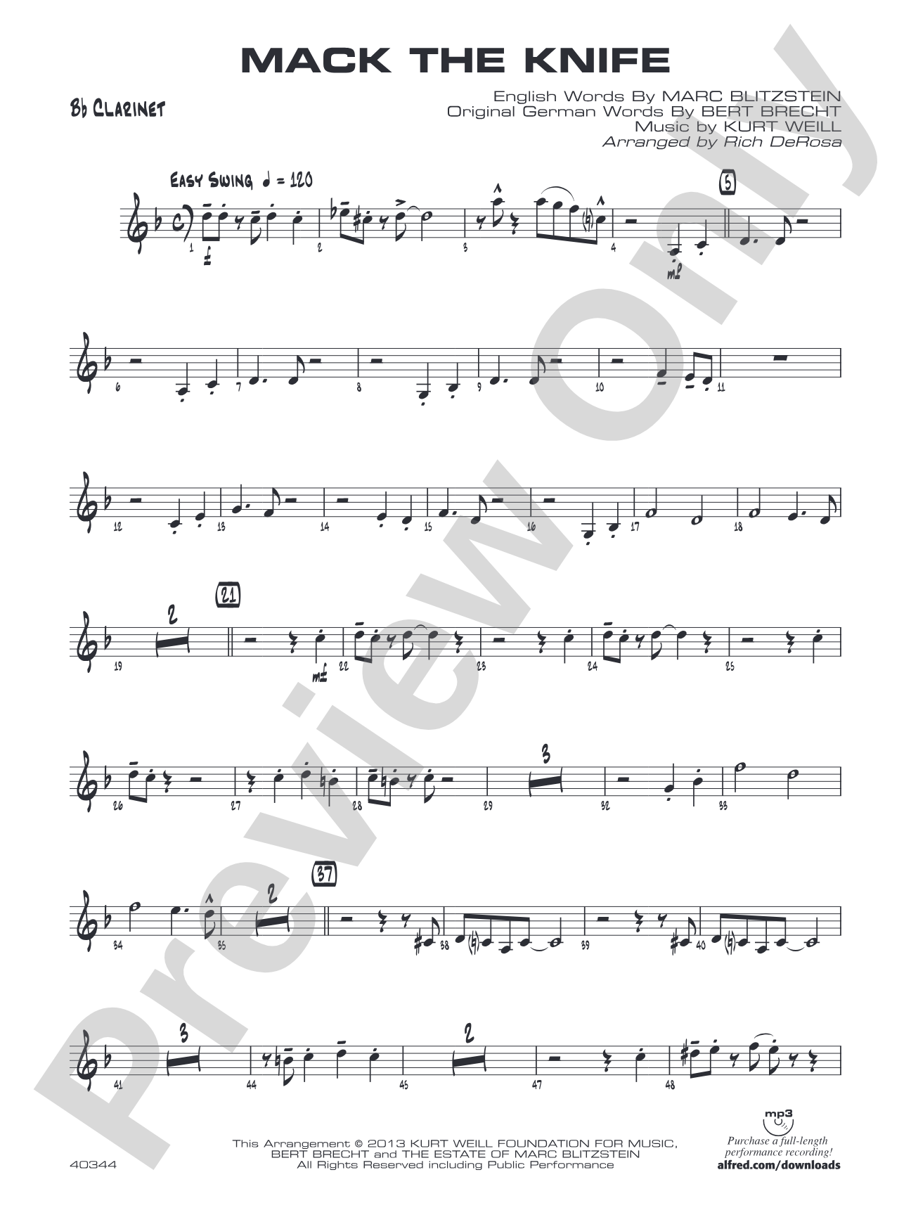 Mack the Knife: 1st B-flat Clarinet