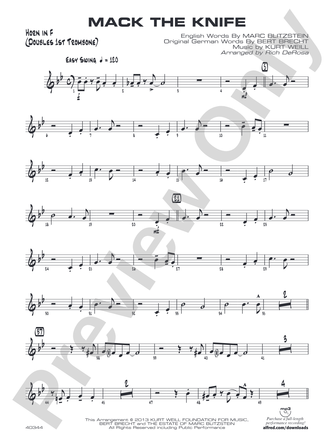 Mack the Knife: 1st F Horn