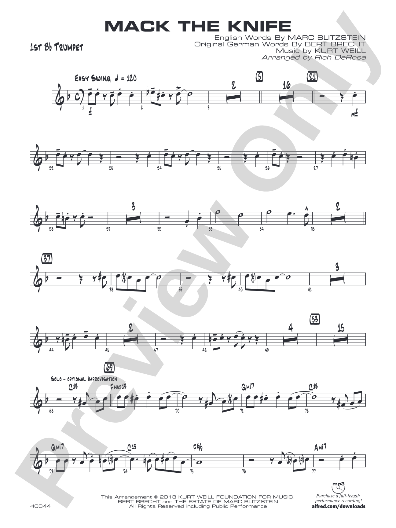 Mack the Knife: 1st B-flat Trumpet