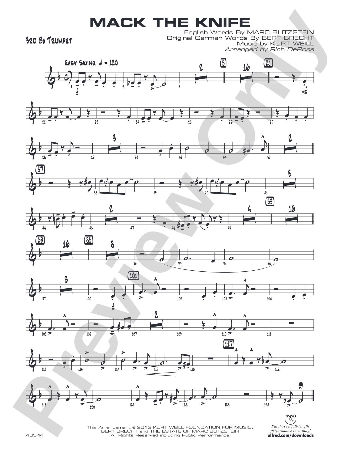 Mack the Knife: 3rd B-flat Trumpet