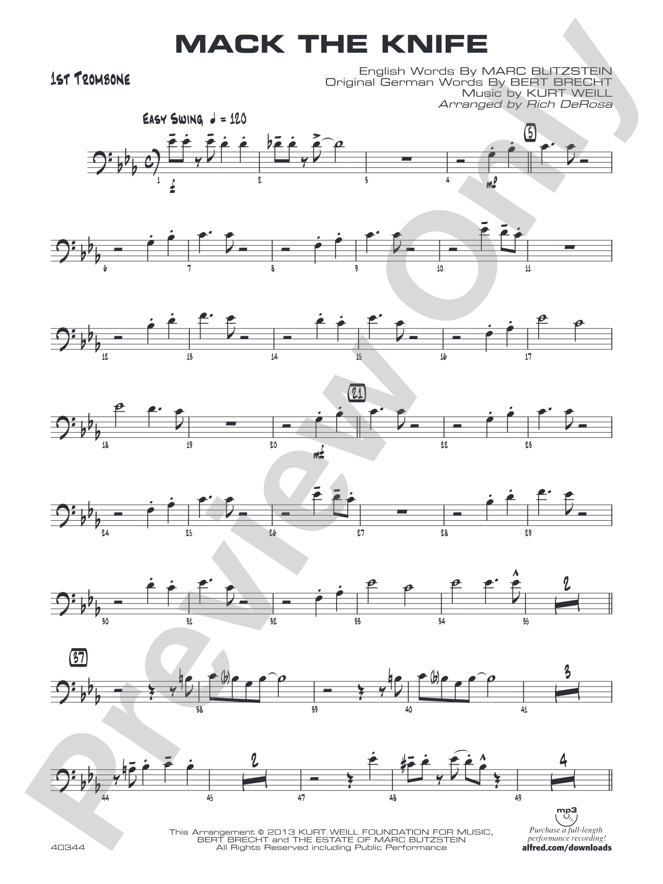 Mack the Knife: 1st Trombone