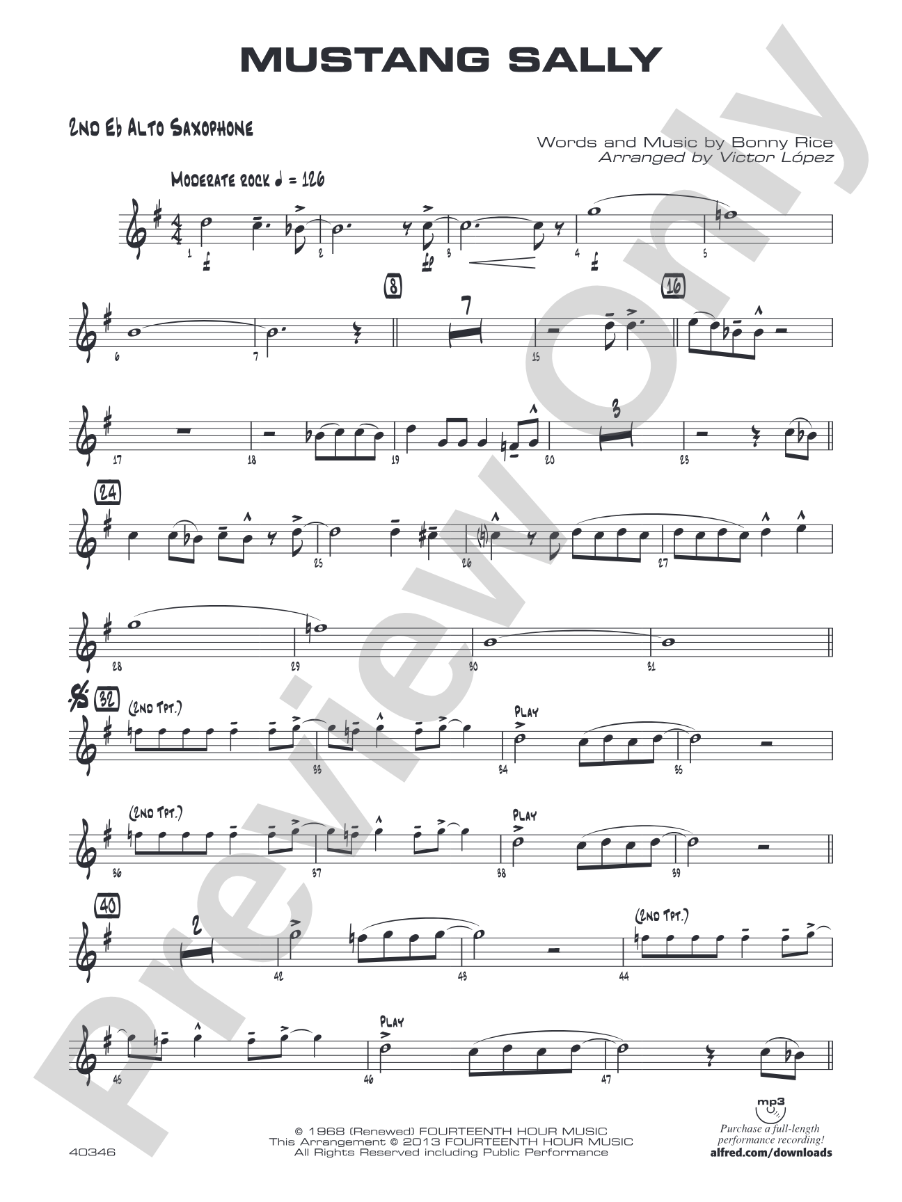 Mustang Sally: 2nd E-flat Alto Saxophone