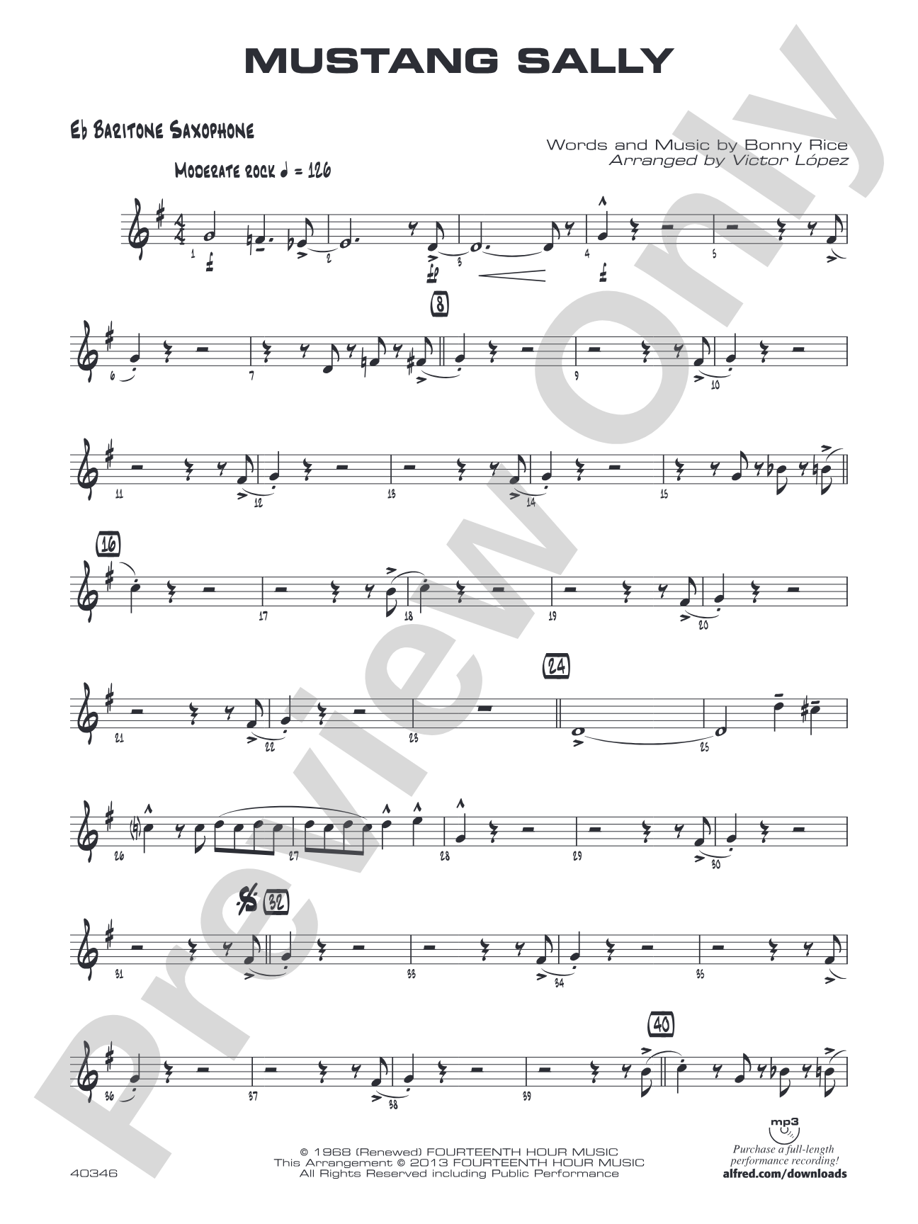 Mustang Sally: E-flat Baritone Saxophone
