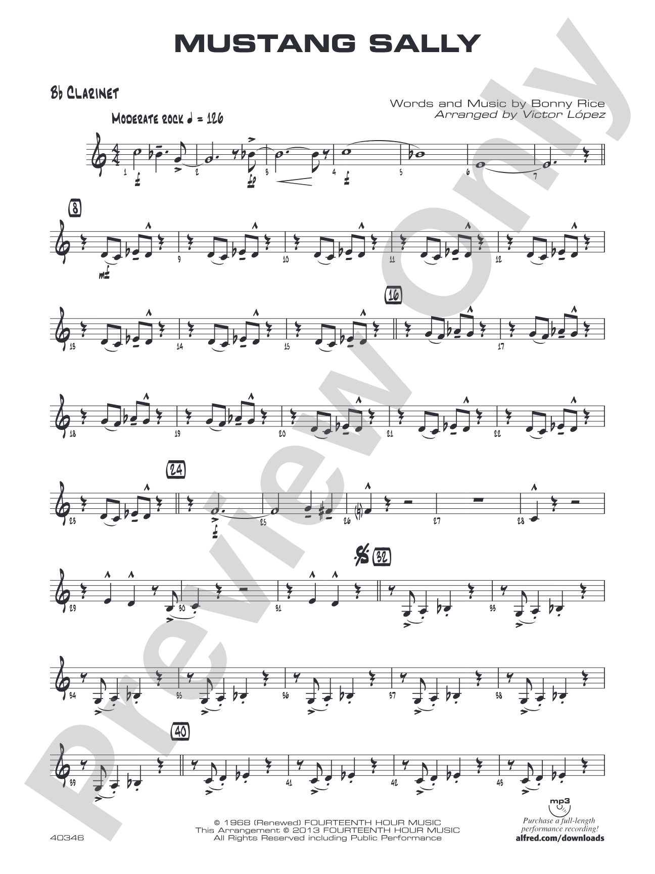 Mustang Sally: 1st B-flat Clarinet