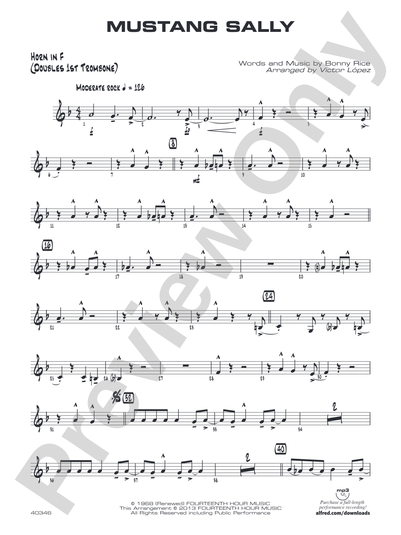 Mustang Sally: 1st F Horn