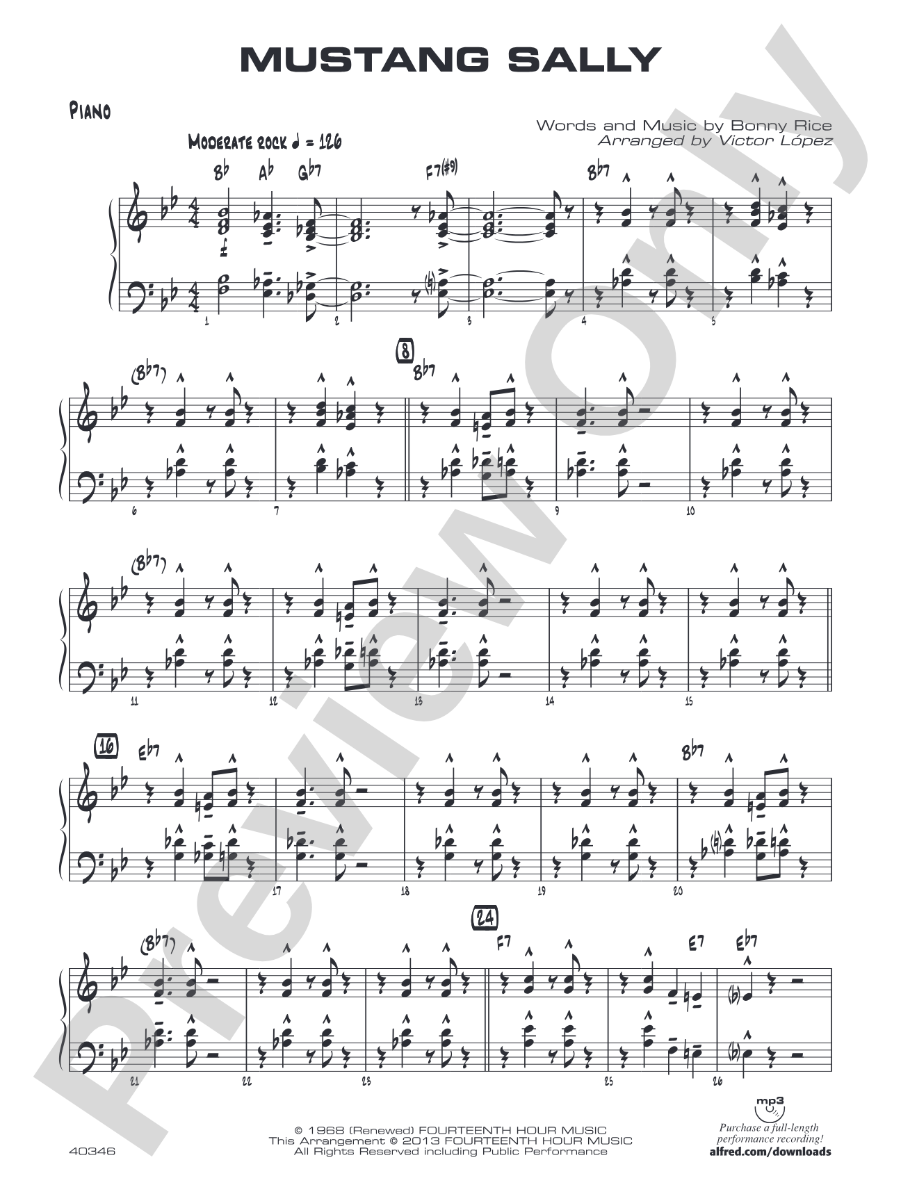 Mustang Sally: Piano Accompaniment