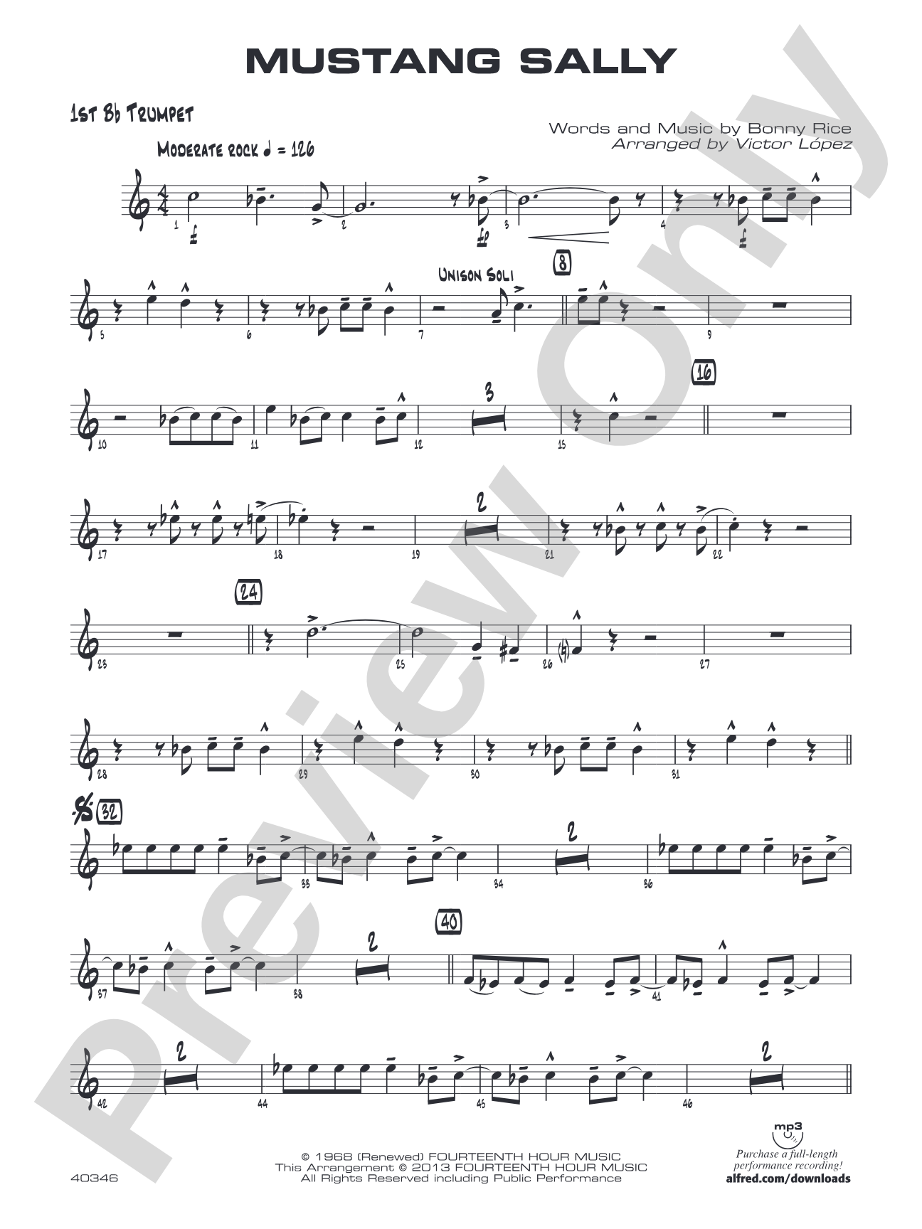 Mustang Sally: 1st B-flat Trumpet