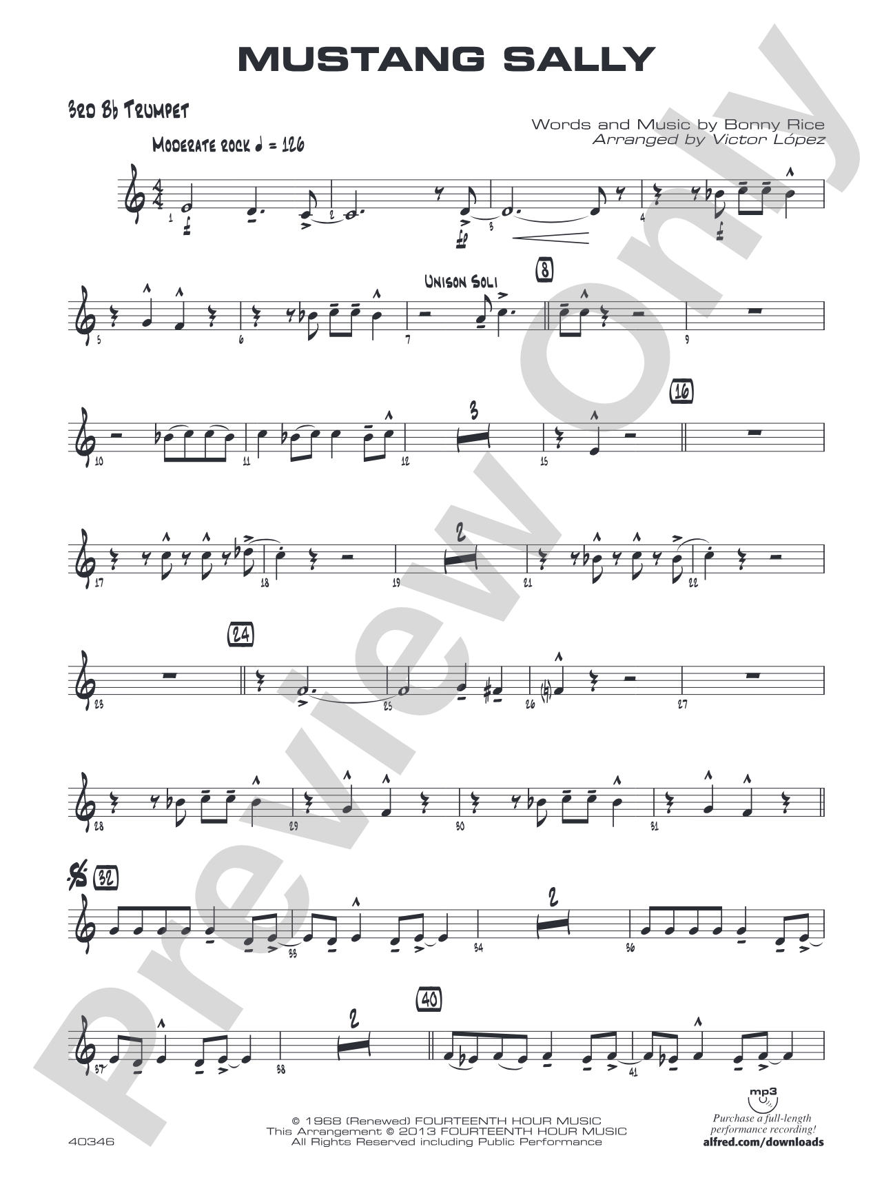Mustang Sally: 3rd B-flat Trumpet