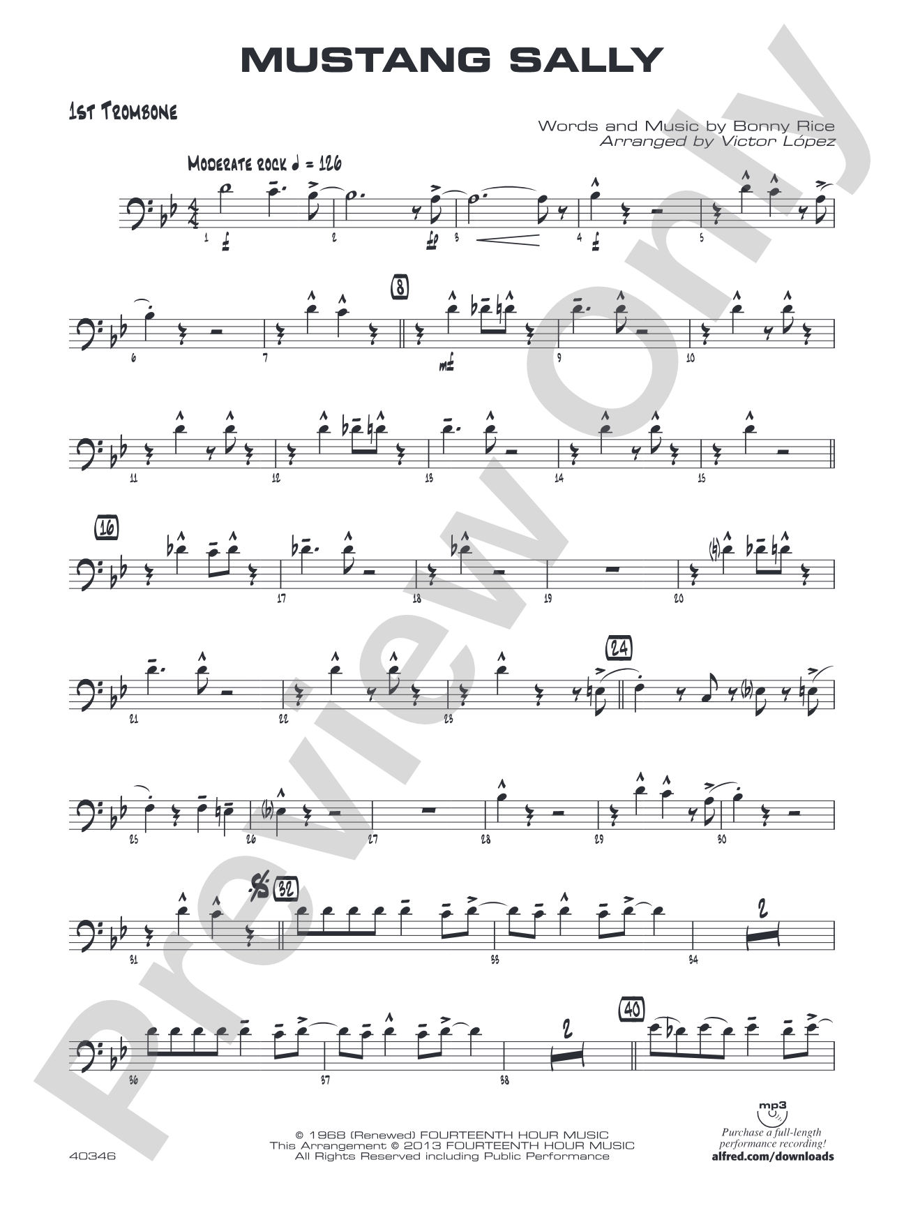 Mustang Sally: 1st Trombone
