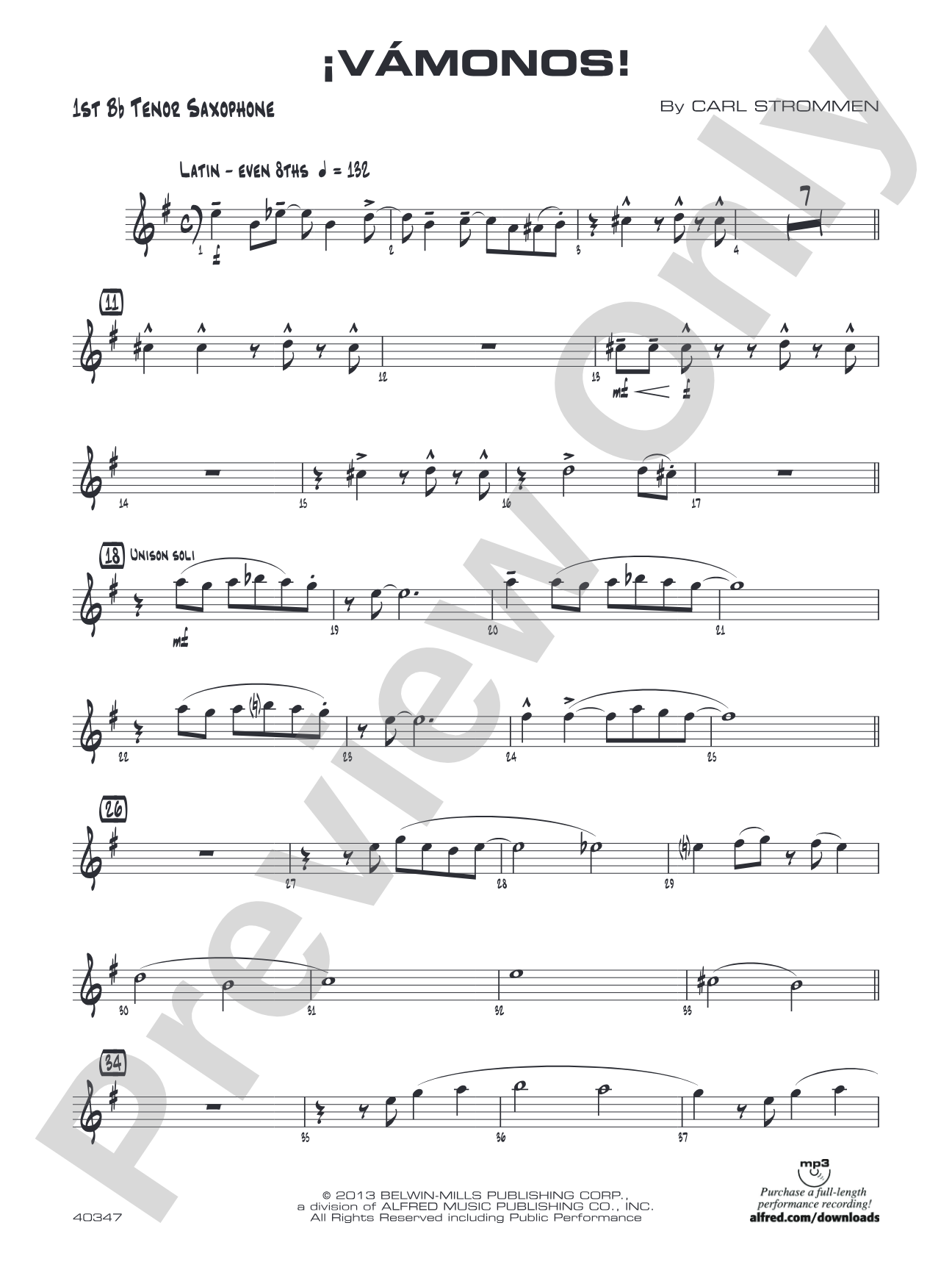 ¡Vámonos!: B-flat Tenor Saxophone