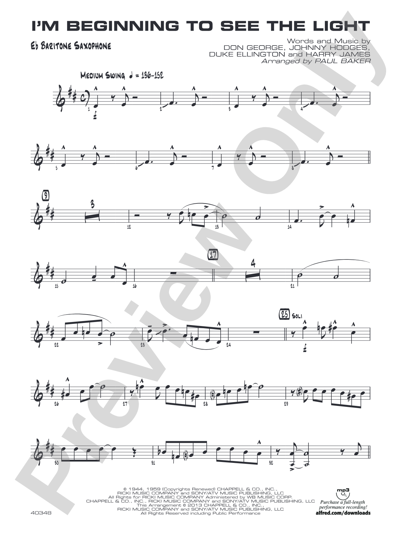 I'm Beginning to See the Light: E-flat Baritone Saxophone
