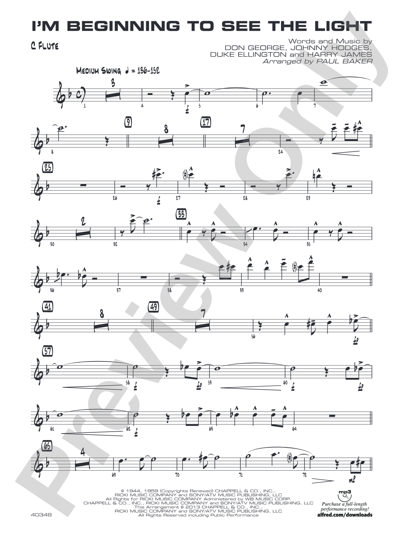 I'm Beginning to See the Light: Flute